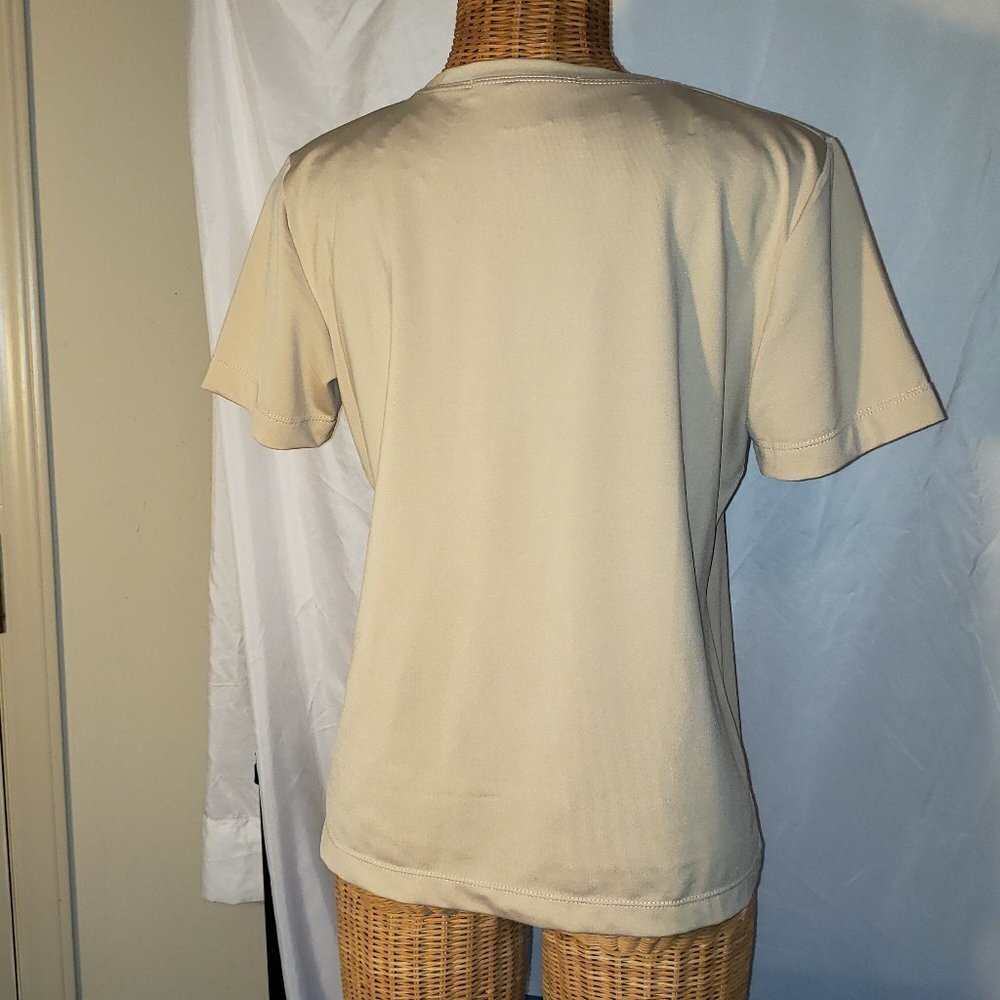 Ladies JOSEPHINE CHAUS Sport Short Sleeve Crew Neck Tee Shirt in Tan - S - Picture 3 of 4
